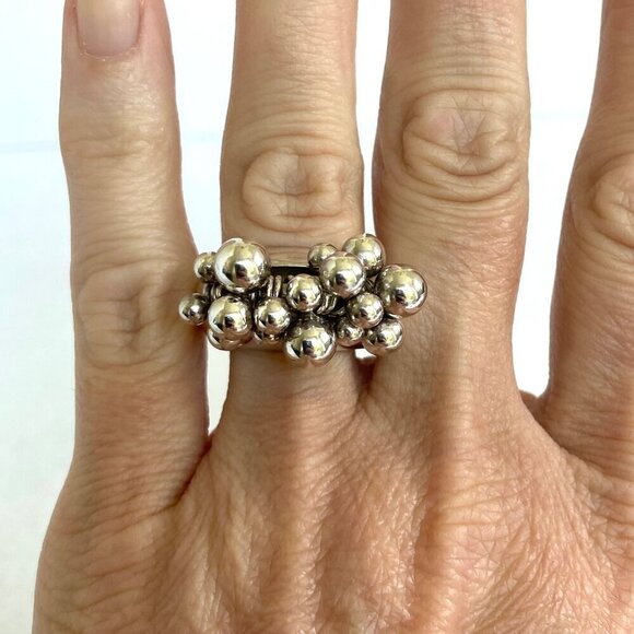 Signed Silpada Solid Sterling Silver 925 Cha Cha Ball Bead Dangle Ring Sz 7 - Picture 11 of 16